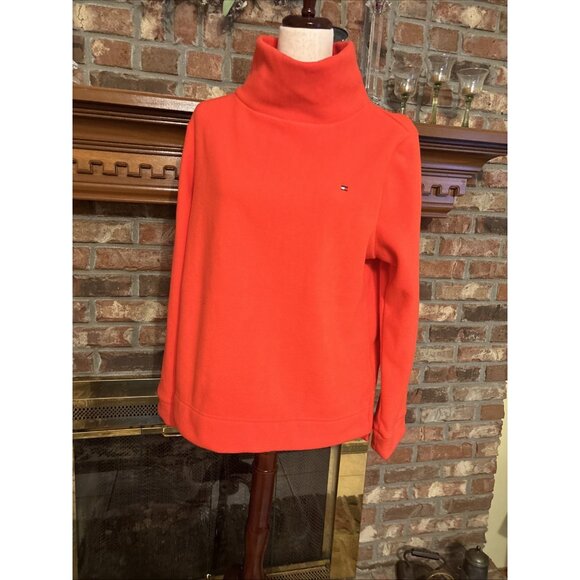 Tommy Hilfiger Turtleneck Sweater Size Medium FLEECE Orange NWT - Picture 2 of 7